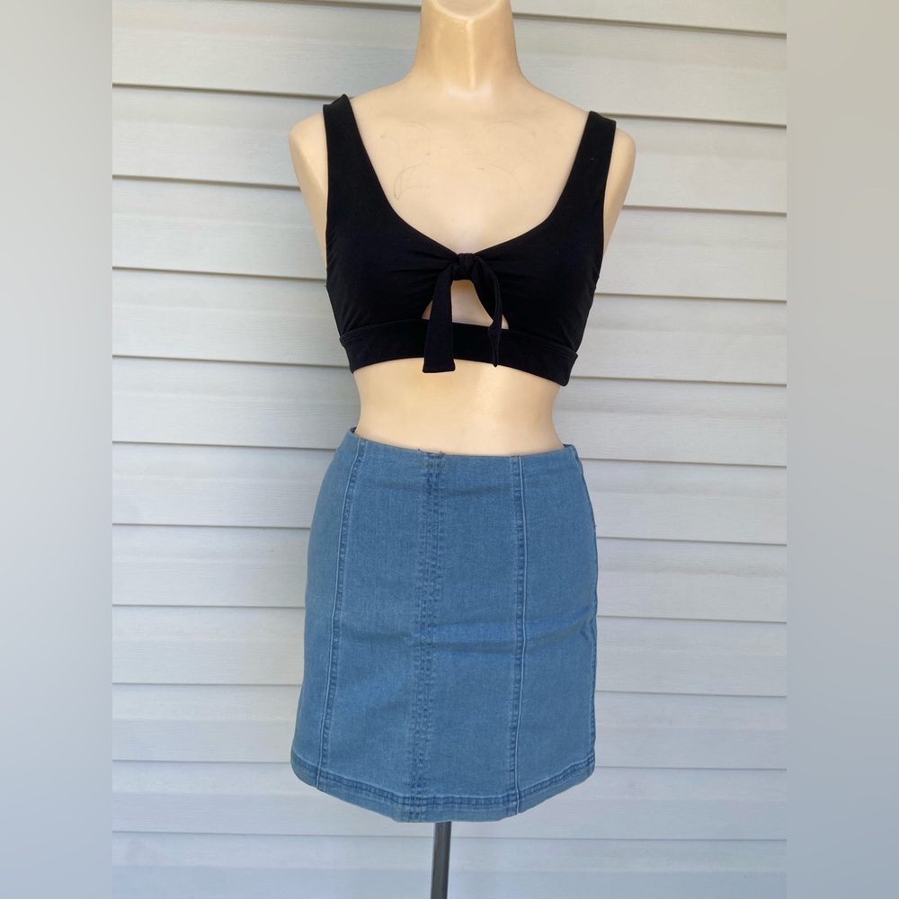 Altar'd State Light Wash Denim Mini Skirt